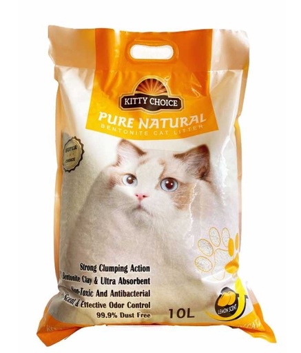 [6984769021022] Kitty Choice Pure Natural Bentonite Cat Litter- 10L (10kg)[Flavor - Lemon]