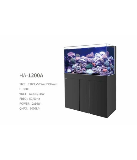 [BYHA-1200A] Boyu Marine Aquarium-Black, Tank + Cabinet Set (Back Filtration System)[Dimension - 1200x533x530cm]