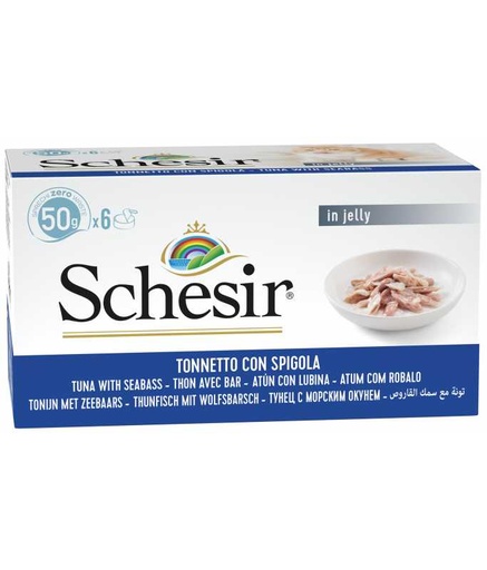 [C01064135] Schesir Cat Multipack Can Tuna with Seabass-6x50g[Weight - 6x50g]