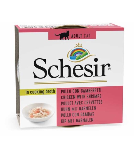 [C01064545] Schesir Cat Can Broth-Wet Food Chicken with Shrimps-(Min Order 70g - 14pcs)[Weight - 70g]