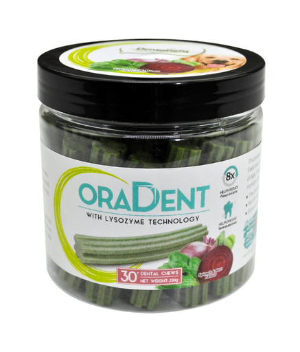 [DL11919] Dentalight Oradent Dental Chew Treats For Dog 230g - Spinach & Beef Flavour