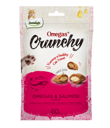 [DL12336] Dentalight Omegas+ Crunchy Cat Treat 60g - Omegas & Salmon Flavour