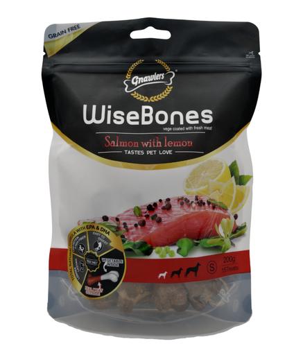 [GN07615] Gnawlers Wisebones Salmon With Lemon 15pcs/Pack SMALL (200gm)