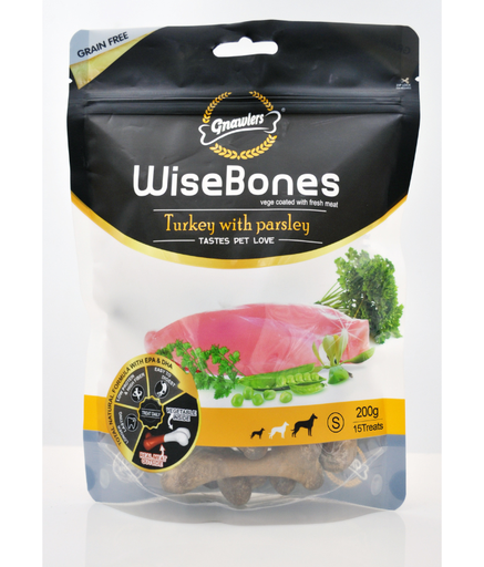 [GN07622] Gnawlers Wisebones Turkey With Parsley 15pcs/Pack SMALL (200gm)