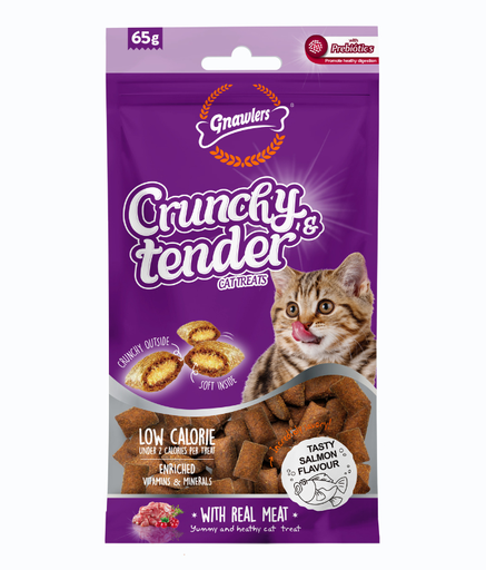 [GN12046] Gnawlers Crunchy & Tender Cat Treats 65g - Salmon Flavour