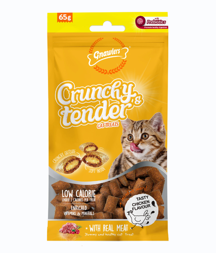 [GN12053] Gnawlers Crunchy & Tender Cat Treats 65g - Chicken Flavour