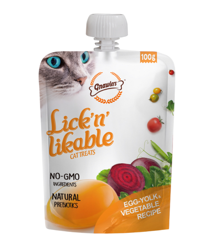 [GN12152] Gnawlers Lick 'n' Lickable Cat Treats 100g - Egg Yolk & Vegetable