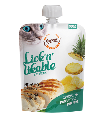 [GN12176] Gnawlers Lick 'n' Lickable Cat Treats 100g - Chicken & Pineapple