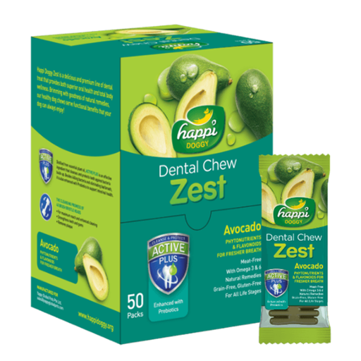 [H162] Happi Doggy Dental Chew Zest-Avocado-4'' (Display Box-50pcs)