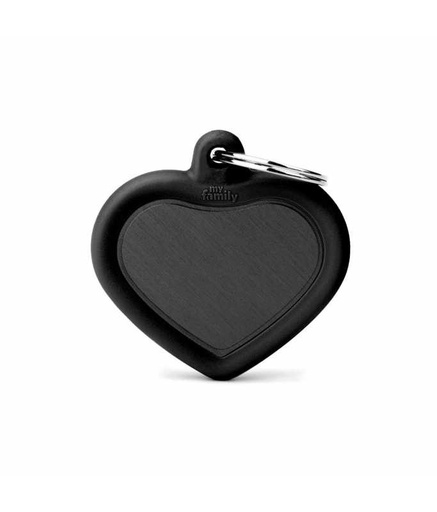 [HTA02BLACK] MY FAMILY CUORE ALLUMINIO NERO GOMMA NERA