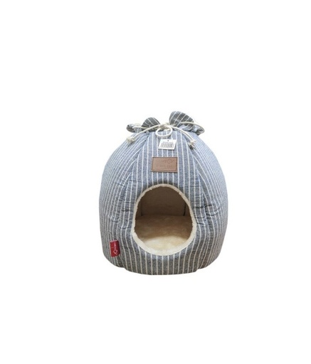 [HY05523036-6] Catry Cat House 36 x 36 x 36cm - White Lined on Grey