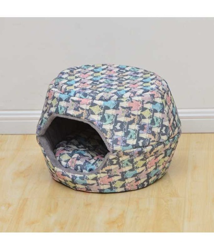 [HY05564048-19] Catry Dog/Cat Printed House With Cushion