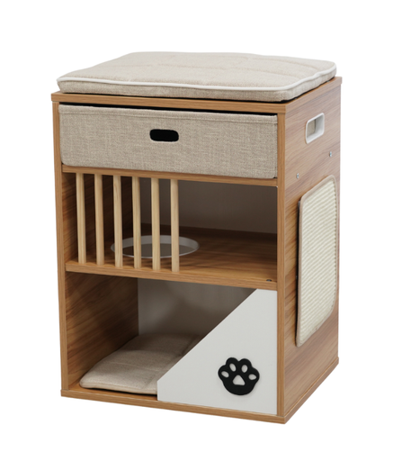 [HY230333] Catry Bedside Box Cat House with Scratcher 48x38x65cm