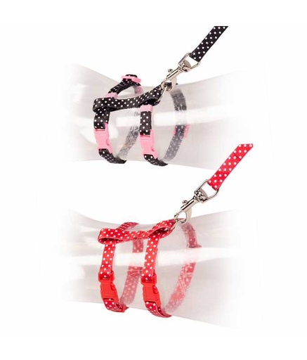 [LR11217] Duvo+ Kitten Walking Set White Dots Black/Red 15-25cm / 8mm-125cm