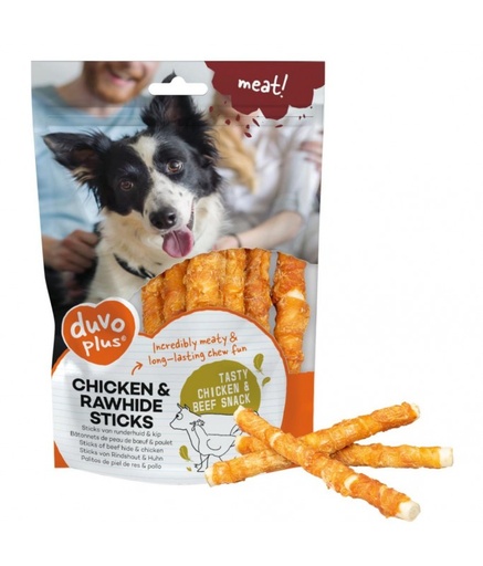 [LR12481] Duvo+ Meat Chicken & Rawhide Sticks Small 12,5cm -100g & 400g[Weight - 100g]