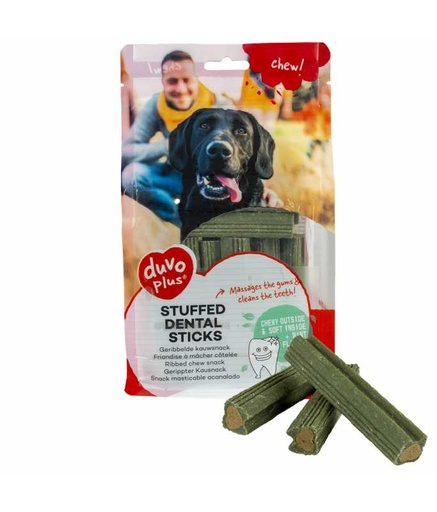 [LR13080] Duvo+ Chew! Stuffed Dental Sticks 9.6cm - 14pcs - 420g, Green[Dimension - 9.6cm - 14pcs - 420g]