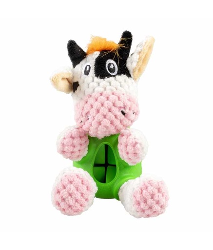 [LR14573] Duvo+ Plush & Rubber Cow Dispenser Multicolour, 14x10x10cm