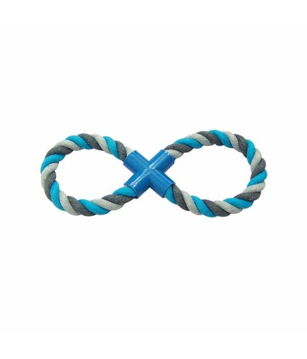 [LR4705042] Duvo+ Tug Toy Knotted Cotton 8- Pull Ring 33cm Grey/Blue