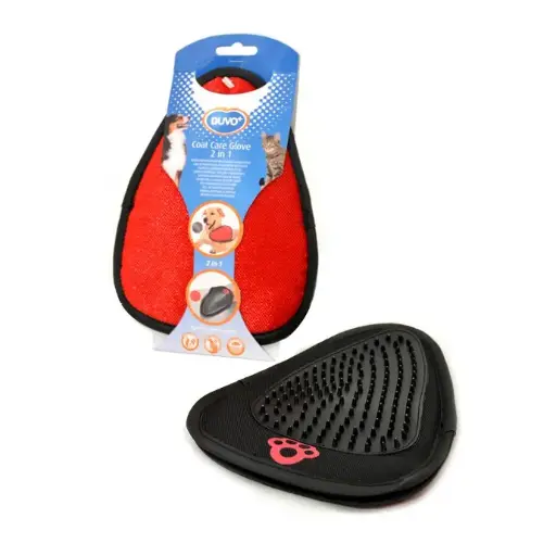 [LR470601] Duvo Coat Care Glove 2 in 1 Black/Red 21x15cm[Dimension - 21 x 15cm]