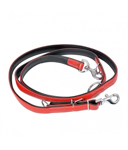 [LR5001185-PHout] Duvo Comfy Leather Duo Leash Red 100 - 200cm/22mm[Dimension - 100-200cm x 22mm]