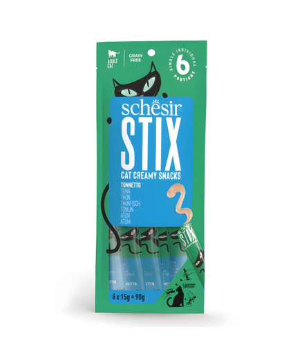 [SCINV25231204] Schesir Stix Treat For Cat In Cream - Tuna 6x15g (Min Order- 12 Pack)