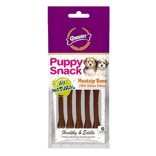 [GN02405] Gnawlers Puppy Snack-Meat Zip Bone With Chicken Flavor  6pcs/pack (40g)