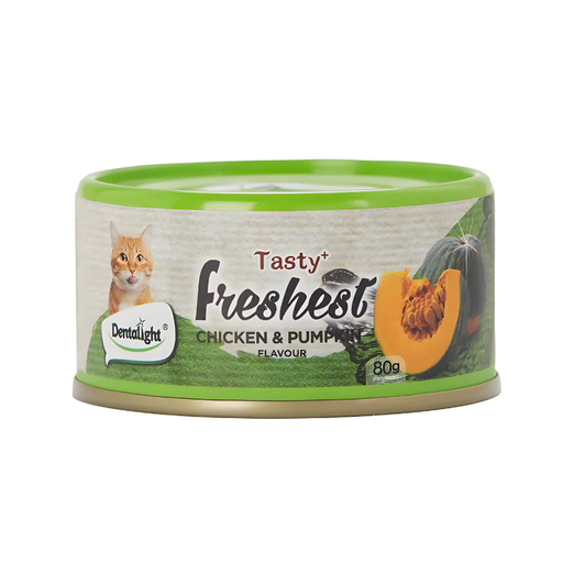 [DL11544] Dentalight Tasty Freshest Cat Treat in Can Chicken & Pumpkin 6x80g [Box Code:11629] - (MOQ:6pcs)