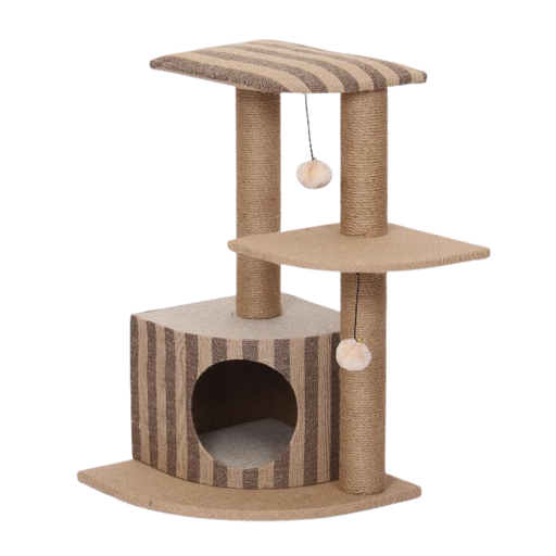 [HY17377] Catry Cat House With Natural Sisal Scratching Posts And Teasing Rope For Kitten - HY17377 x 40 x 40 x 68cm