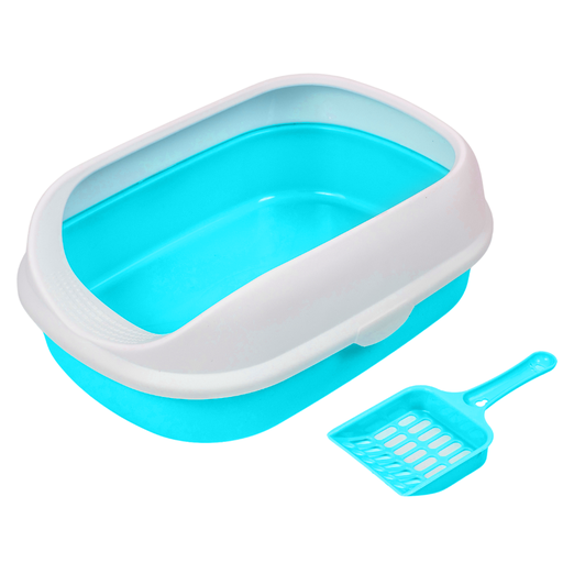 [PD-85283] Pado Cat Litter Tray Curved Top 41x31x14cm-Cyan